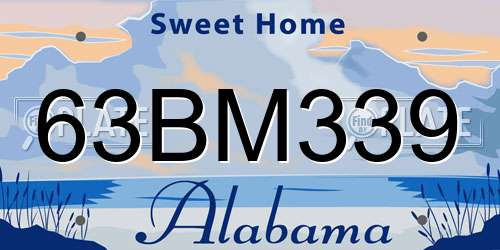 63BM339 Alabama License Plate
