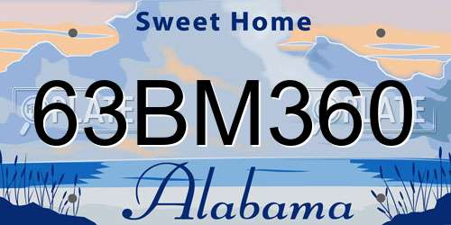 63BM360 Alabama License Plate