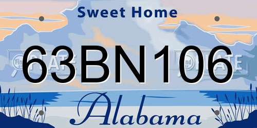 63BN106 Alabama License Plate