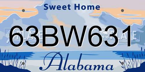 63BW631 Alabama License Plate