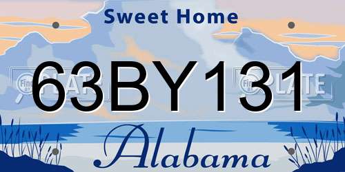 63BY131 Alabama License Plate