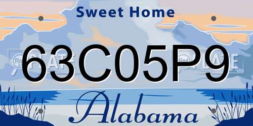63C05P9 Alabama License Plate