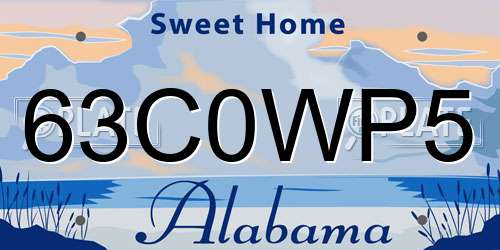 63C0WP5 Alabama License Plate