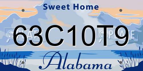 63C10T9 Alabama License Plate