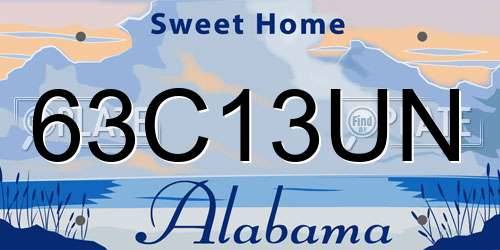 63C13UN Alabama License Plate