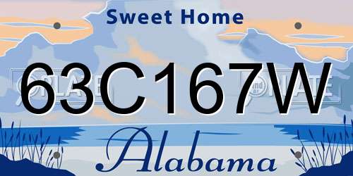 63C167W Alabama License Plate