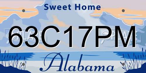 63C17PM Alabama License Plate