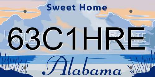 63C1HRE Alabama License Plate