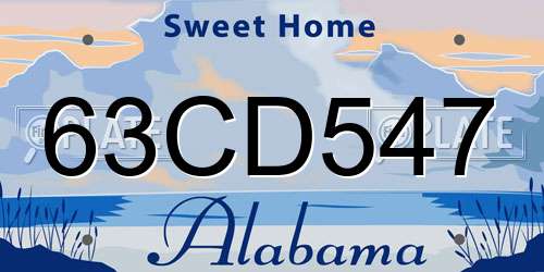 63CD547 Alabama License Plate