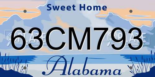63CM793 Alabama License Plate