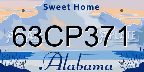 63CP371 Alabama License Plate