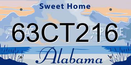 63CT216 Alabama License Plate