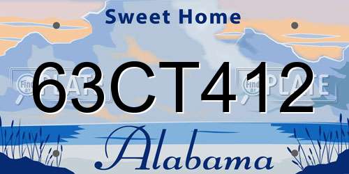 63CT412 Alabama License Plate