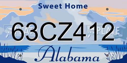 63CZ412 Alabama License Plate