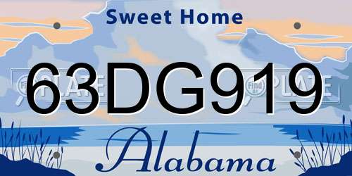 63DG919 Alabama License Plate