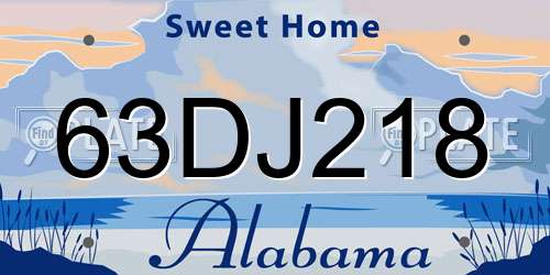 63DJ218 Alabama License Plate