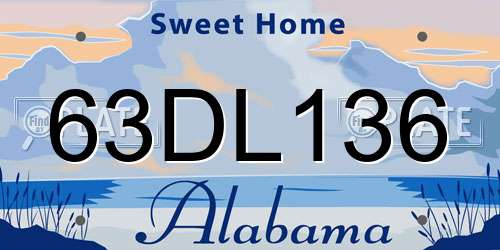 63DL136 Alabama License Plate
