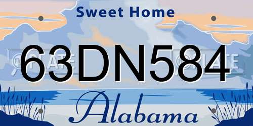 63DN584 Alabama License Plate