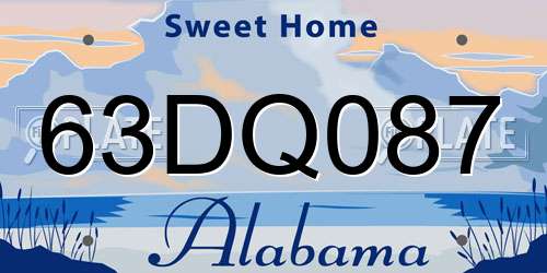 63DQ087 Alabama License Plate
