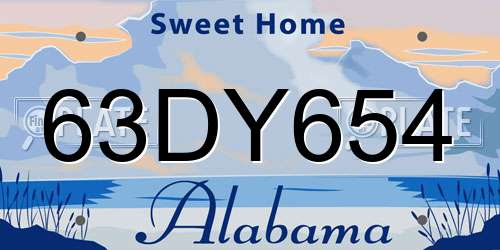 63DY654 Alabama License Plate