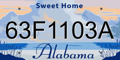 63F1103A Alabama License Plate