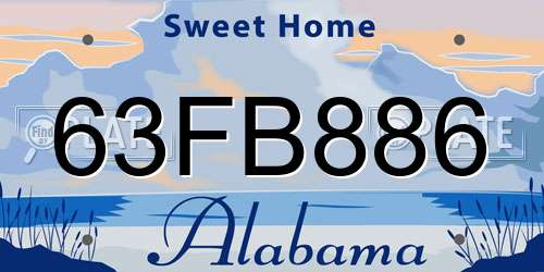 63FB886 Alabama License Plate