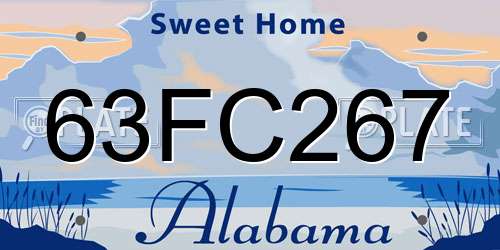 63FC267 Alabama License Plate