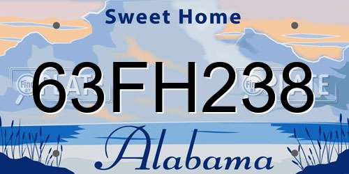 63FH238 Alabama License Plate
