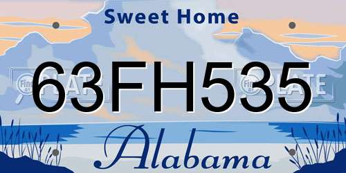 63FH535 Alabama License Plate