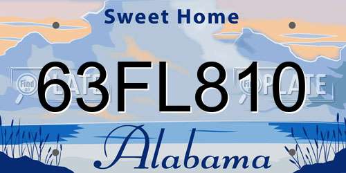 63FL810 Alabama License Plate