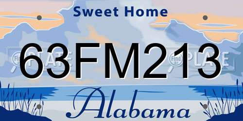 63FM213 Alabama License Plate