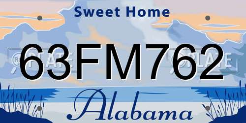 63FM762 Alabama License Plate