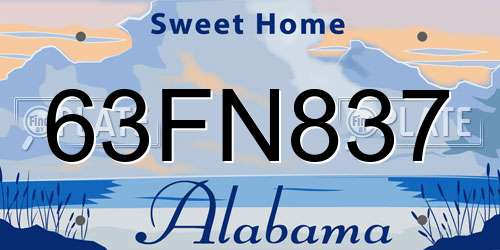 63FN837 Alabama License Plate