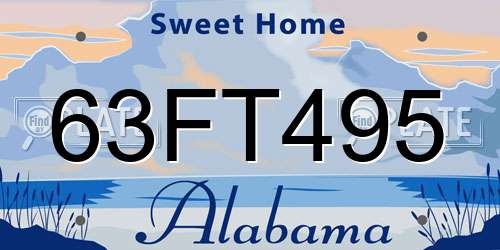63FT495 Alabama License Plate