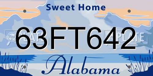 63FT642 Alabama License Plate
