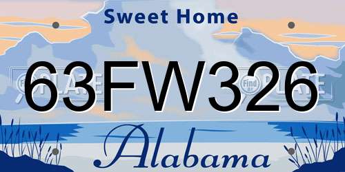 63FW326 Alabama License Plate
