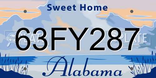 63FY287 Alabama License Plate