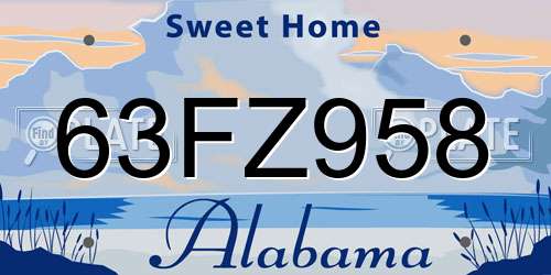 63FZ958 Alabama License Plate