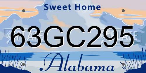 63GC295 Alabama License Plate