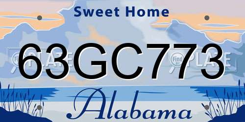 63GC773 Alabama License Plate