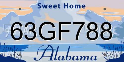 63GF788 Alabama License Plate