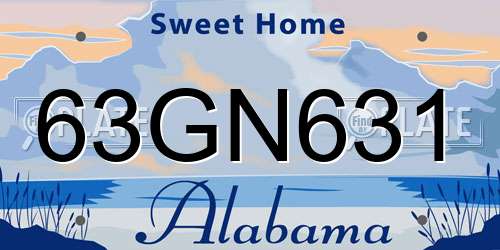 63GN631 Alabama License Plate