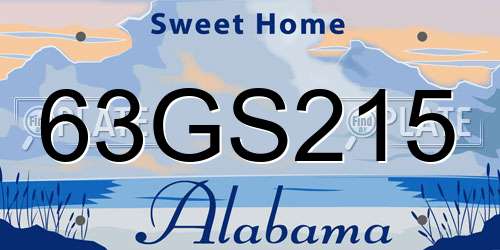 63GS215 Alabama License Plate