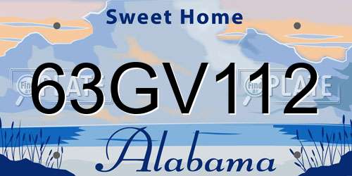 63GV112 Alabama License Plate