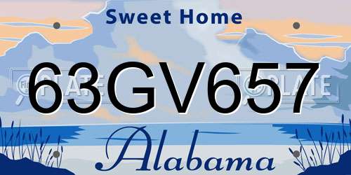63GV657 Alabama License Plate