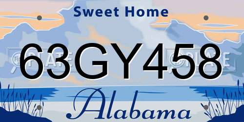 63GY458 Alabama License Plate