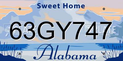 63GY747 Alabama License Plate