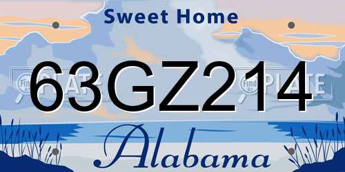 63GZ214 Alabama License Plate
