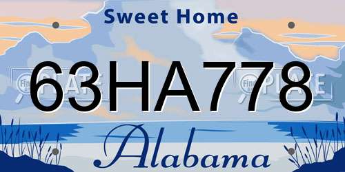 63HA778 Alabama License Plate
