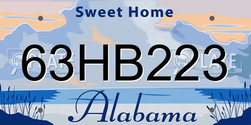 63HB223 Alabama License Plate